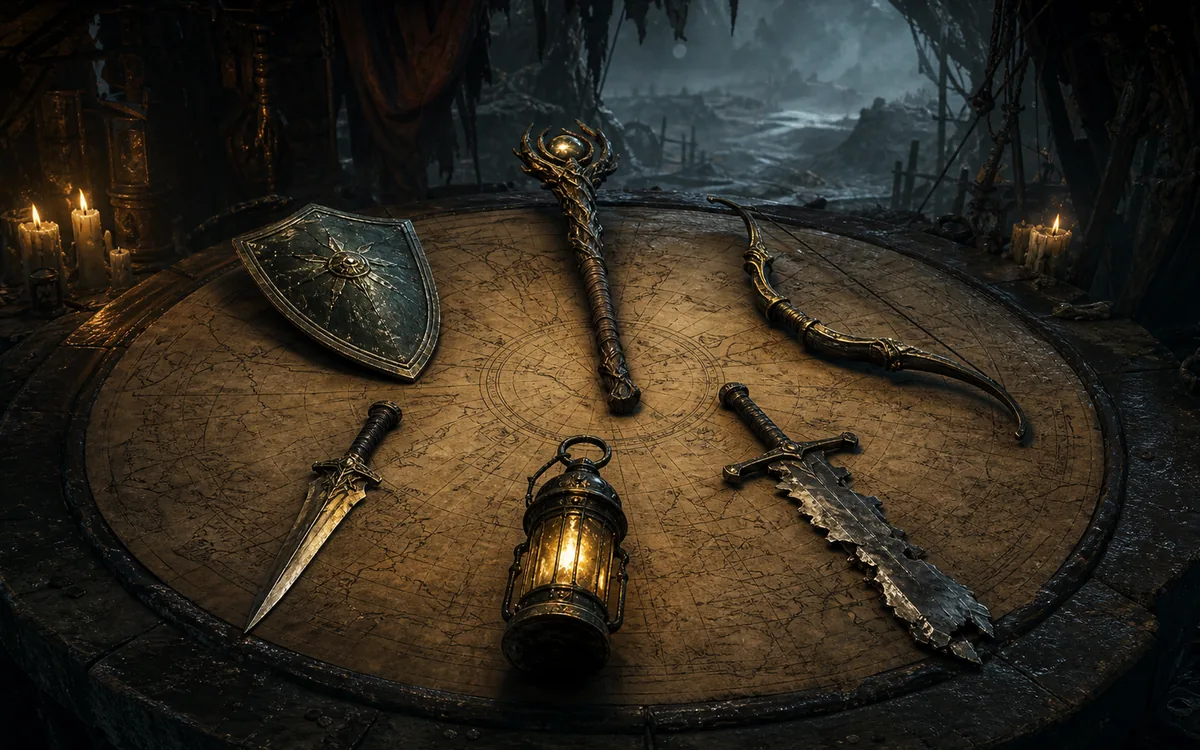 Mistfall Hunter Guide class route planning table with symbolic gear for each playstyle