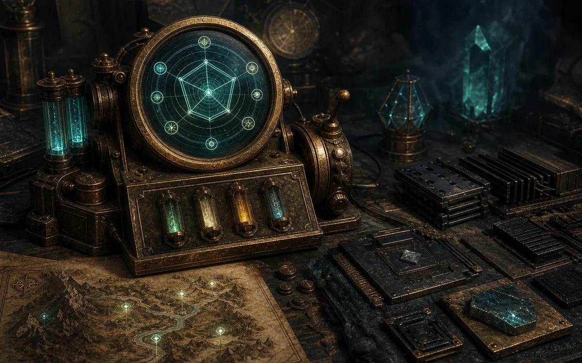 Mistfall Hunter Guide PC requirements checker with fantasy hardware symbols